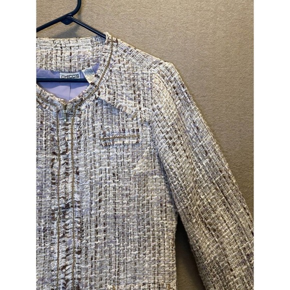 Chico's Jacket Women's 1 Brown Sparkle - Picture 4 of 12
